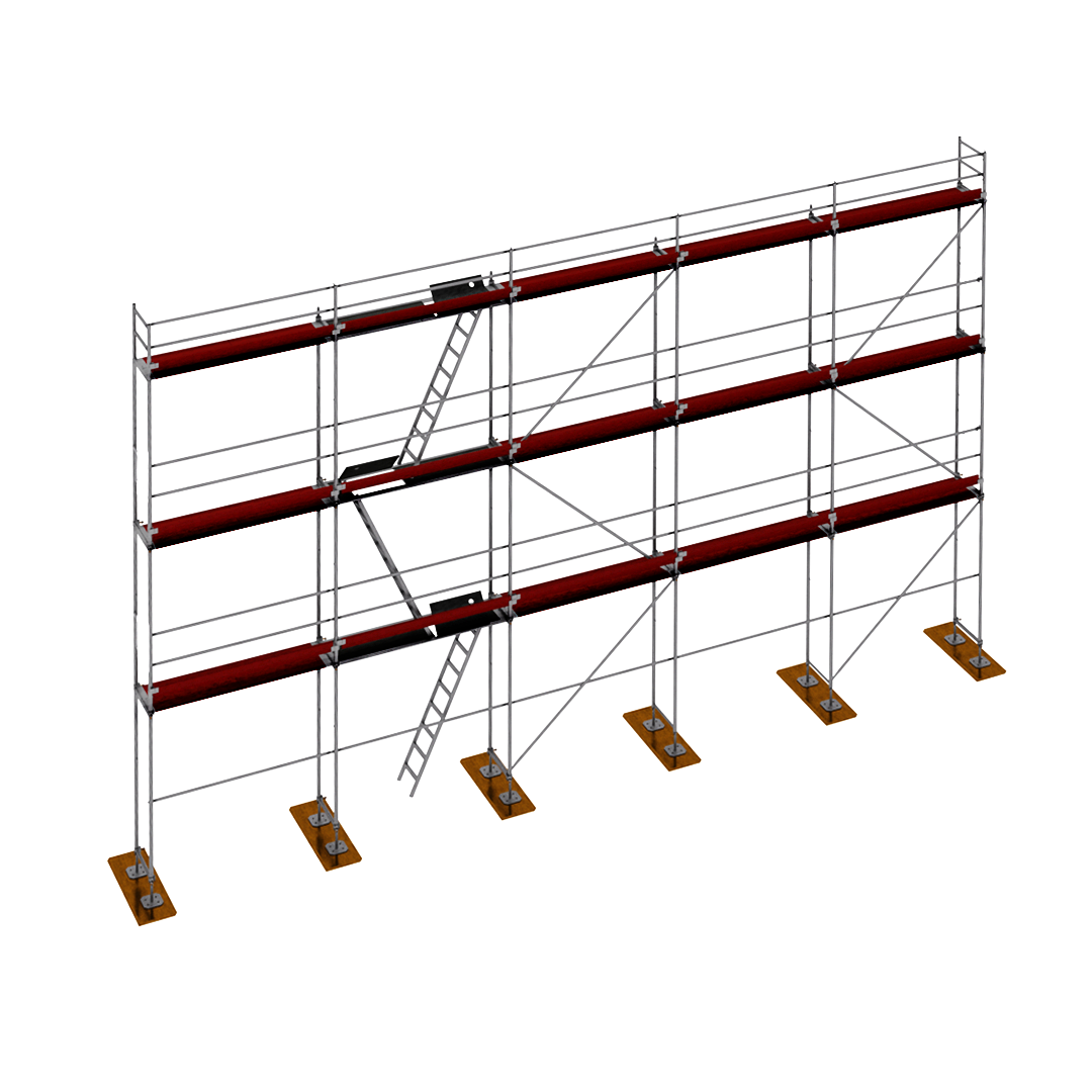 Rusztowanie drewno + RUX R65 120m2